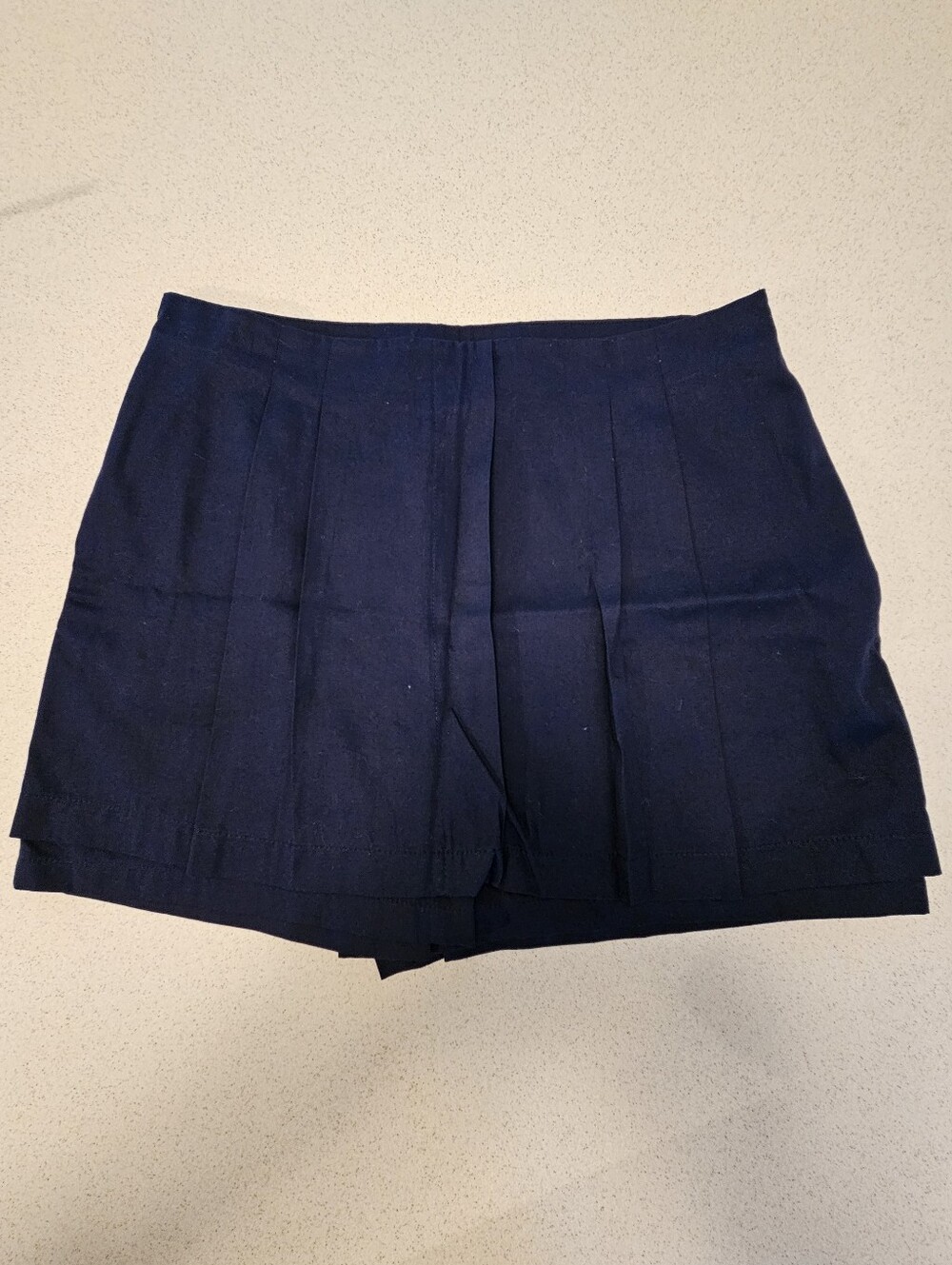 Zara SZ L Navy Blue Pleated School Girl Shorty Skort Side Zip Tennis Pickleball - Picture 2 of 10